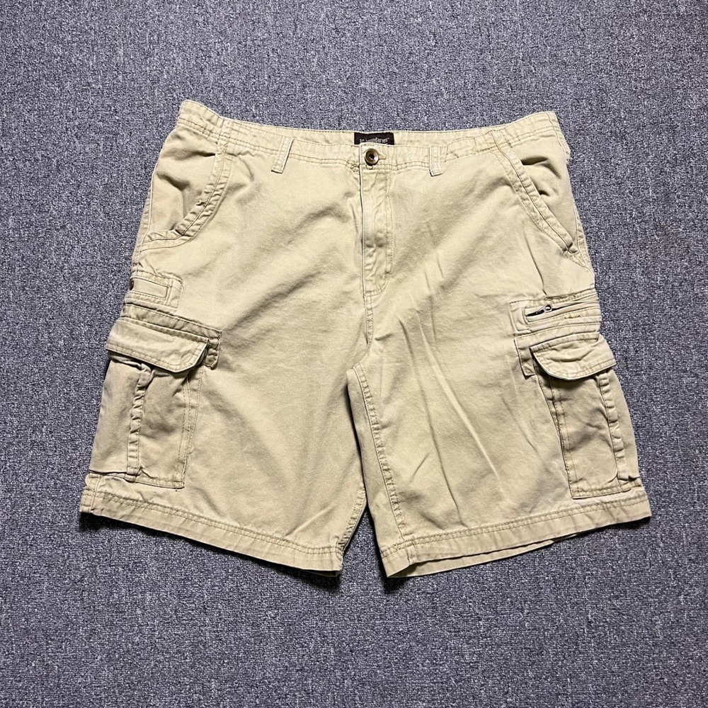 No Boundaries Cargo Shorts 42 Tan Khaki Cotton Multi‎ Pocket Casual Y2K